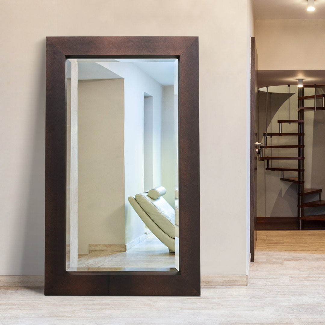 Metallic Shagreen Leather Framed Beveled Accent Mirror Empire Art Direct Finish: Bronze/Black