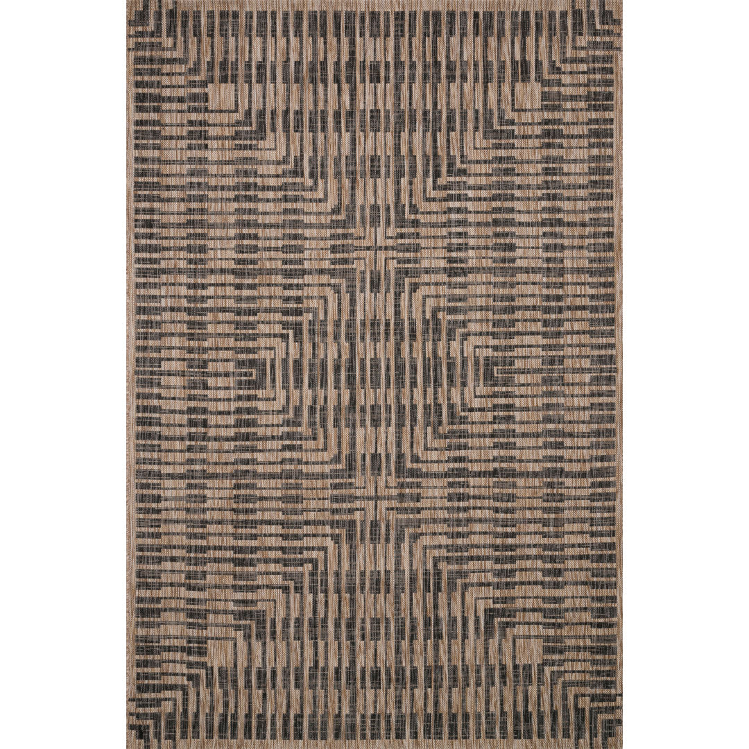 Tiza Geometric Brown/Black Indoor / Outdoor Area Rug Joss & Main Rug Size: Rectangle 7'10" x 10'9"