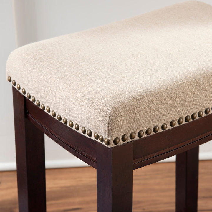 Arlyce Counter & Bar Solid Wood Backless Stool with Upholstered Seat Lark Manor™ Seat Height: Bar Stool (32.25" Seat Height)