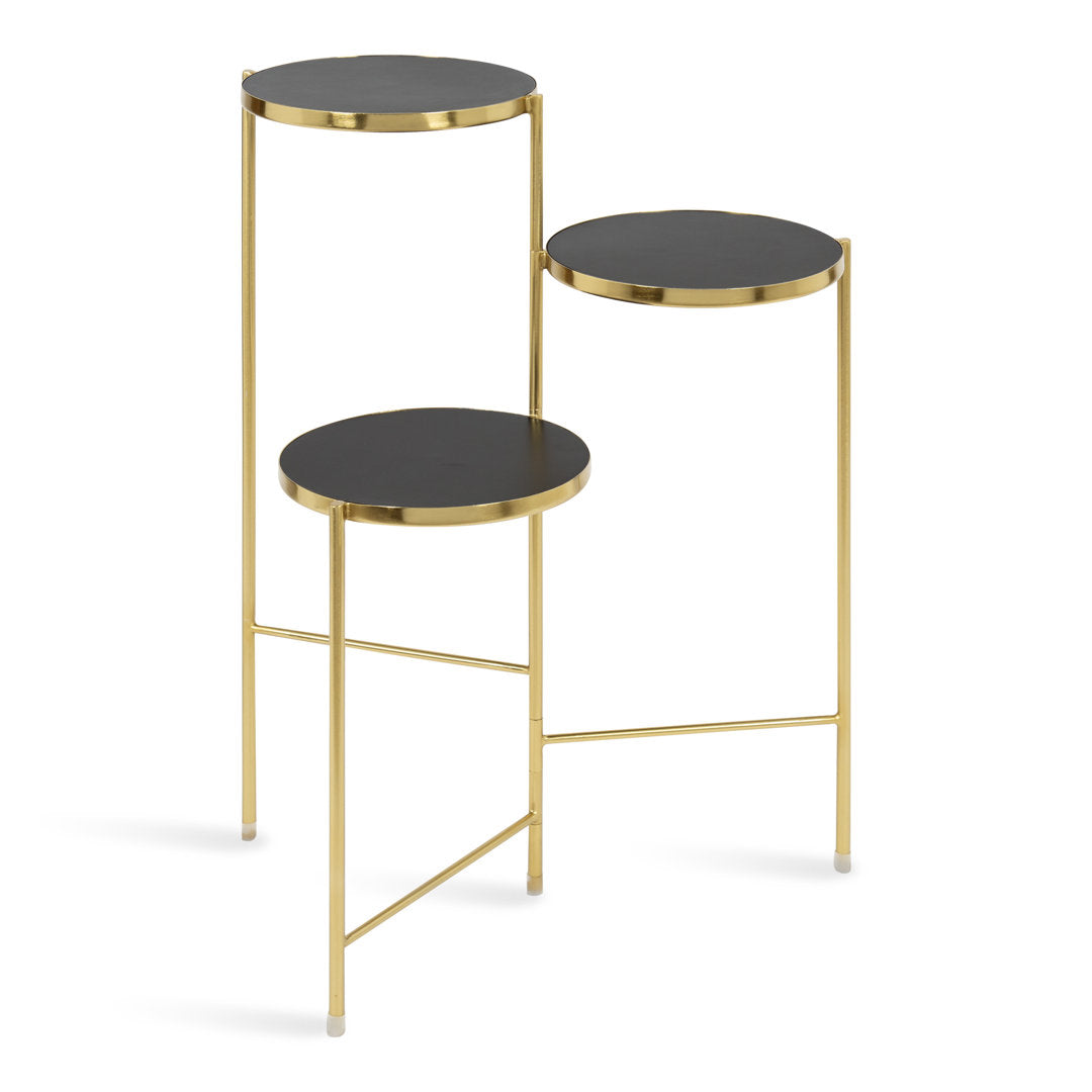 Logan Square Round Multi-Tiered Solid Wood Plant Stand Mercury Row® Color: Black/Gold