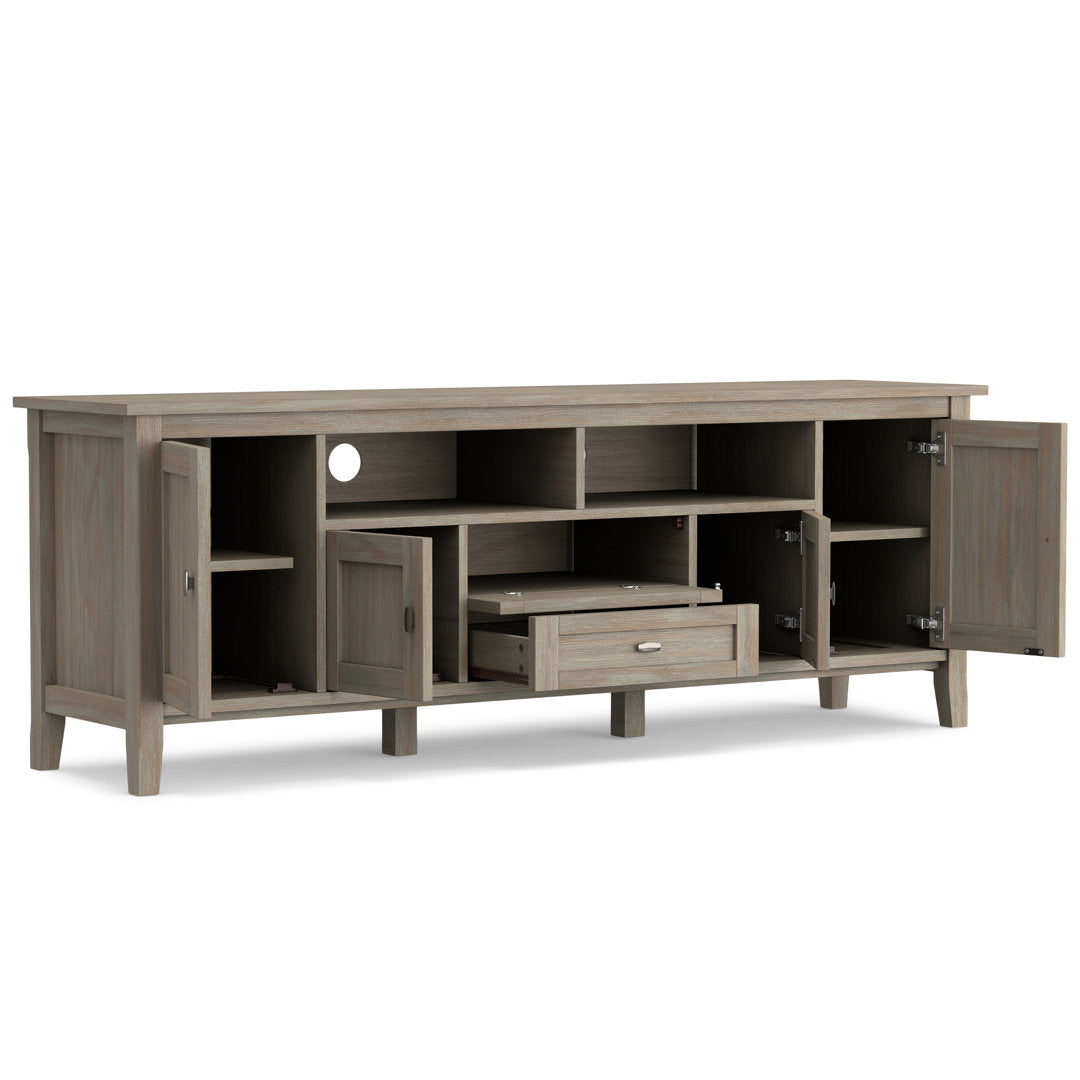 Warm Shaker SOLID WOOD 72 inch TV Media Stand  For TVs up to 80 inches Simpli Home Color: Distressed Gray