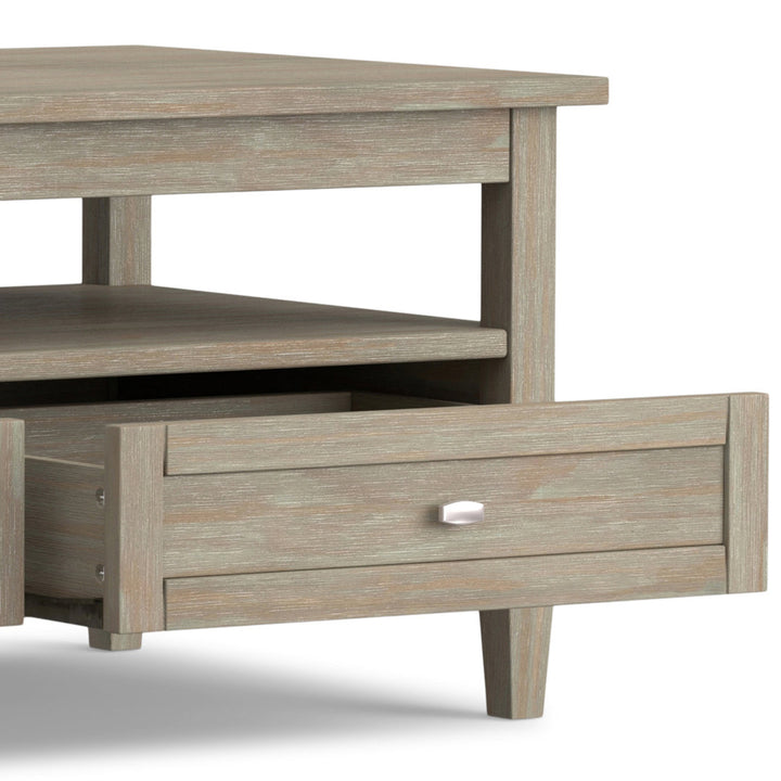 Warm Shaker SOLID WOOD 48 inch Wide Rectangle Transitional Coffee Table Simpli Home Color: Distressed Gray