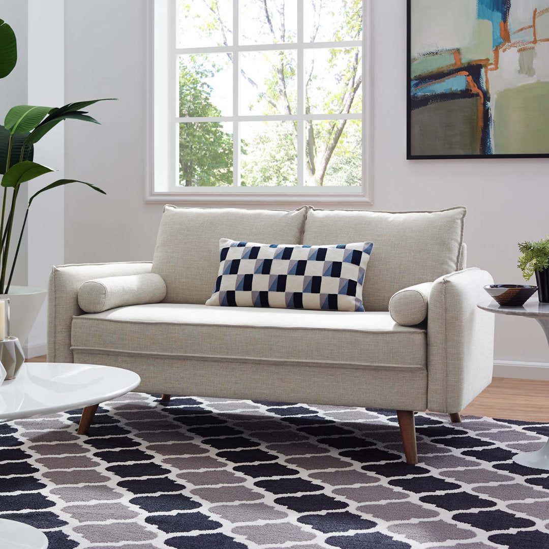 Modway Revive Upholstered Fabric Loveseat Modway Upholstery Color: Beige Polyester Blend