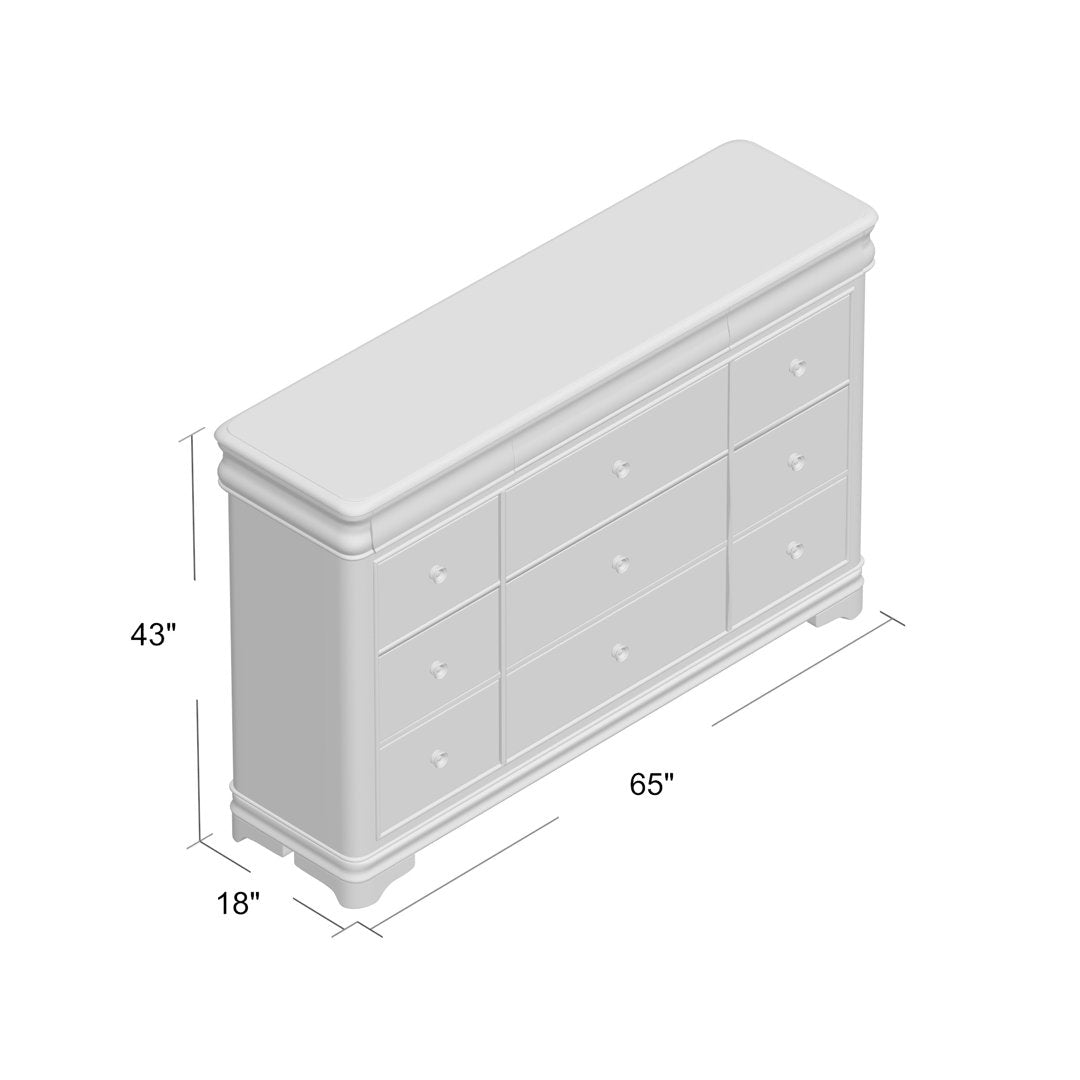 Altigarron 9 Drawer 65" W Solid Wood Dresser Lark Manor™