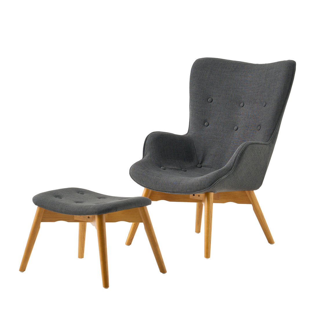 Dayon 68.58Cm Wide Tufted Polyester Lounge Chair and Ottoman George Oliver Fabric: Dark Gray  Polyester Blend