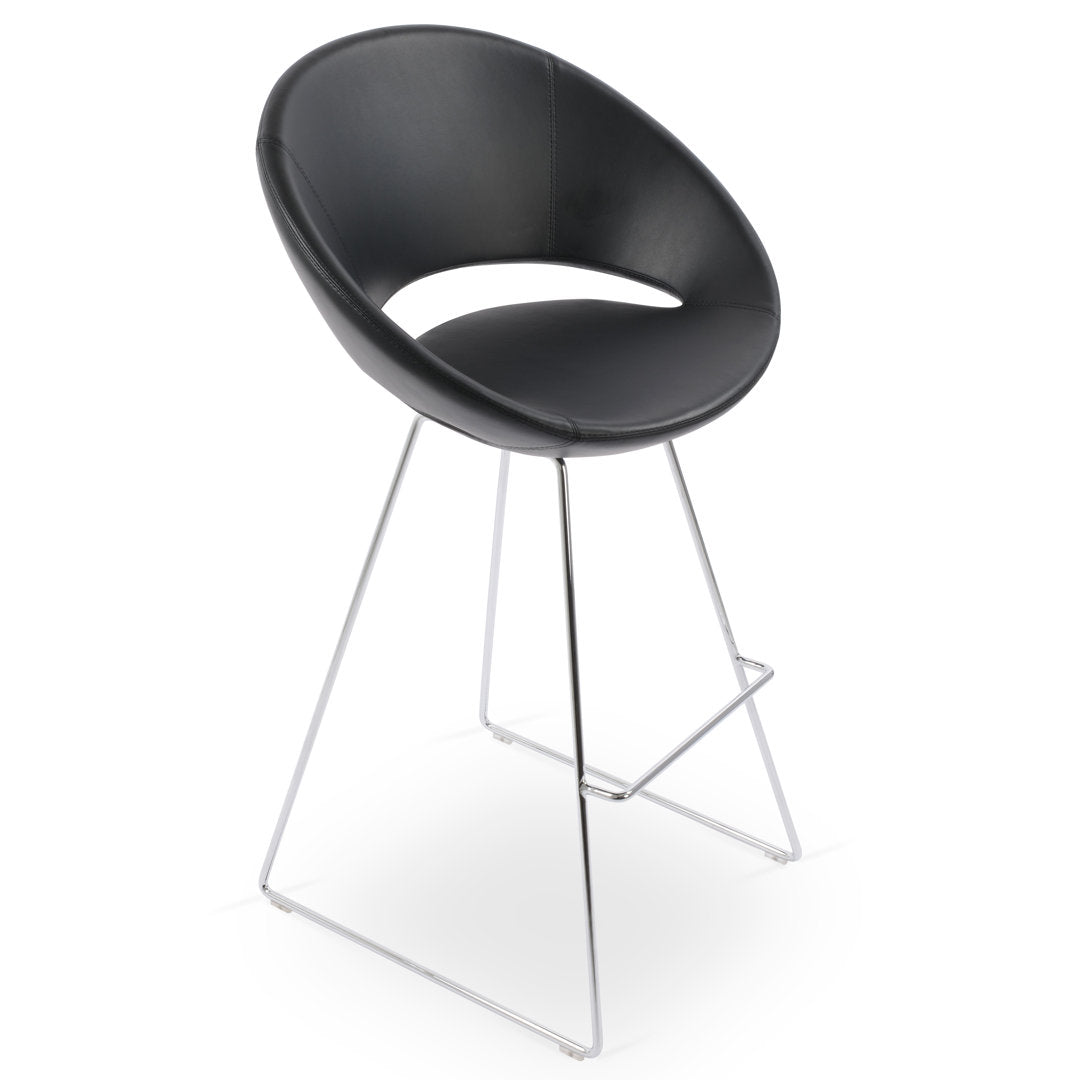Crescent Wire Bar & Counter Stool sohoConcept Upholstery: Leatherette-Black, Seat Height: Bar Stool (29" Seat Height)