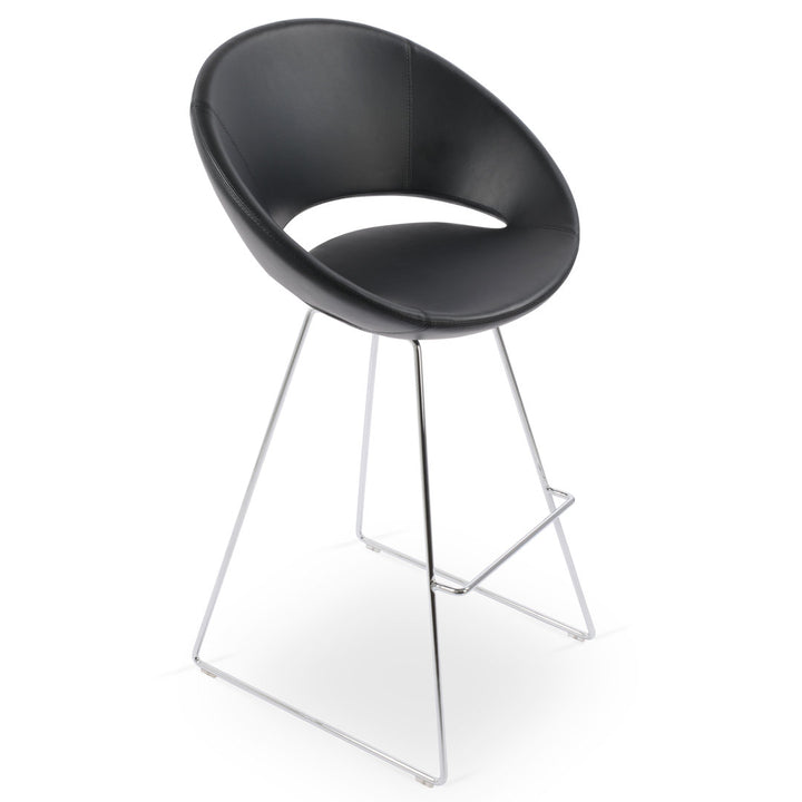 Crescent Wire Bar & Counter Stool sohoConcept Upholstery: Leatherette-Black, Seat Height: Bar Stool (29" Seat Height)
