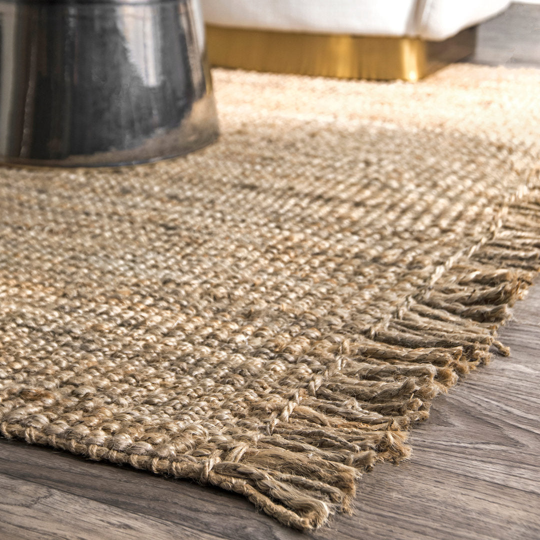 Isalena Handmade Flatweave Farmhouse Jute Area Rug in Natural Gracie Oaks Rug Size: Rectangle 9'6" x 13'6"