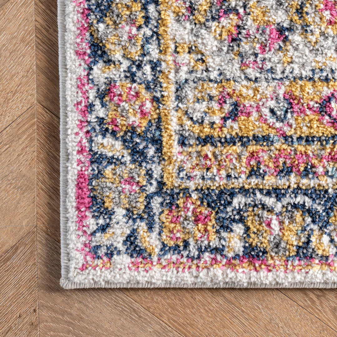 Mcalmont Medallion Power Loomed Performance Pink/Fuchsia Rug Bungalow Rose Rug Size: Round 5'