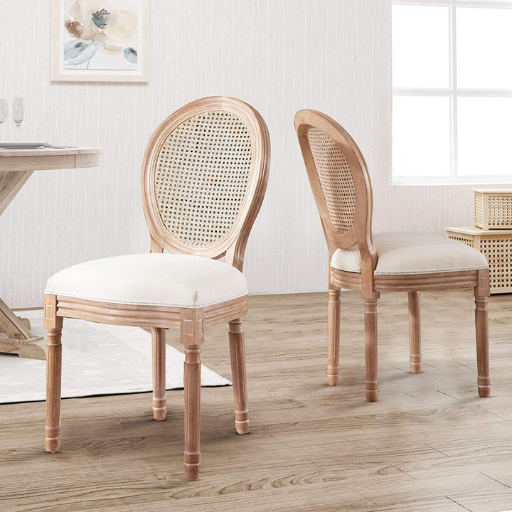 Madelynn King Louis Back Side Chair in Beige/Oak (Set of 2) Kelly Clarkson Home