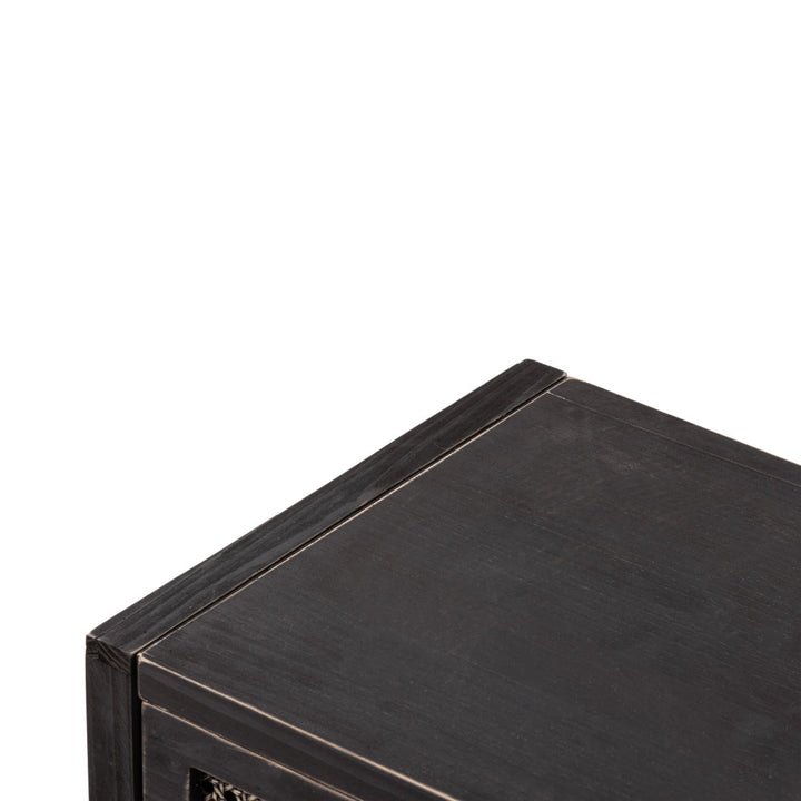 Armands Modern Minimalism Nightstand End Table Side Table with Woven Pattern Drawer and Shelf Union Rustic Color: Black