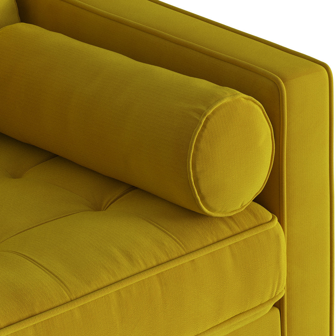 Geo 84" Upholstered Sofa AllModern Fabric: Bella Gold Performance Velvet