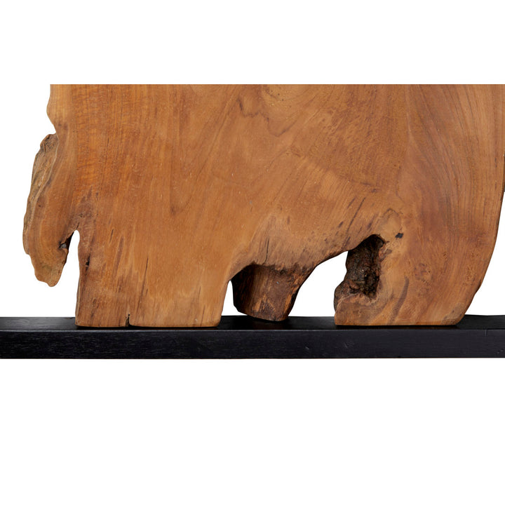 Teak Wood Handmade Live Edge Tree Trunk Abstract Home Wall Decor with Black Frames Mercury Row®