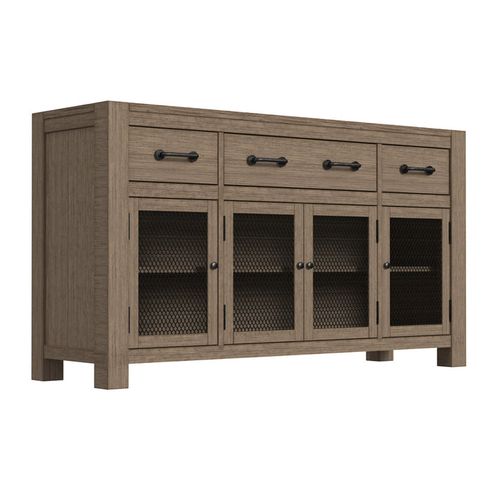 Trevion 3-drawer 60-inch Solid Wood Sideboard Mistana™ Color: Dark Taupe
