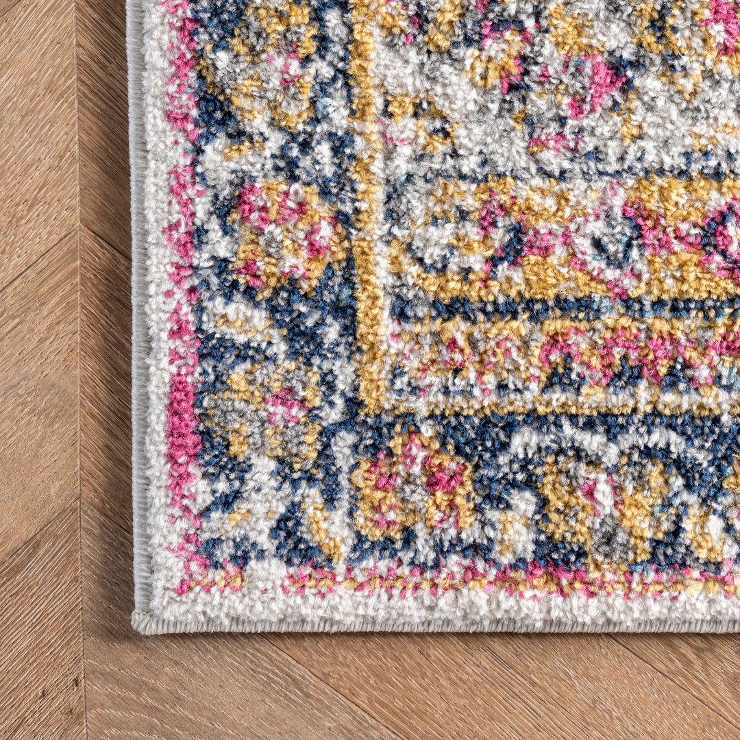 Mcalmont Medallion Power Loomed Performance Pink/Fuchsia Rug Bungalow Rose Rug Size: Oval 6'7" x 9'