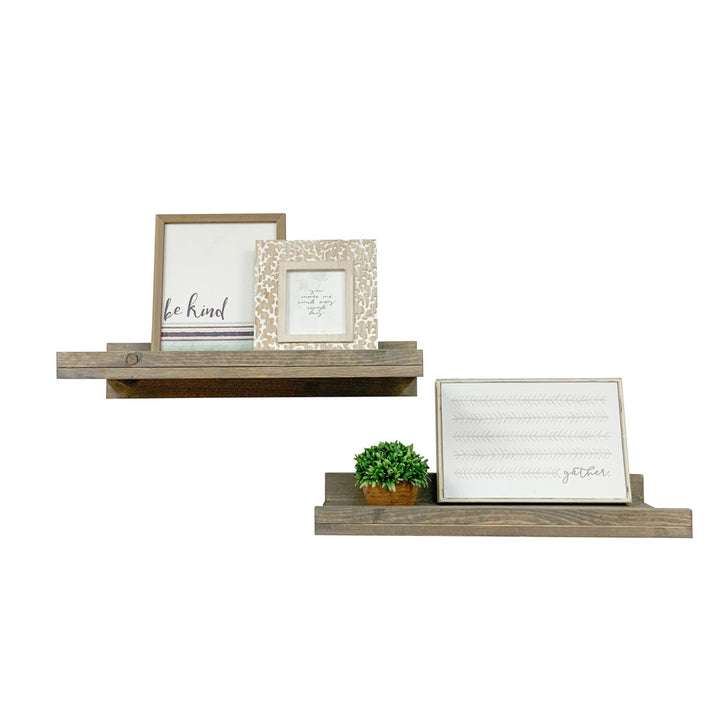 Calhern 2 Piece Pine Solid Wood Floating Shelf Birch Lane™ Size: 4.25" H x 24" W x 10" D Finish: Gray