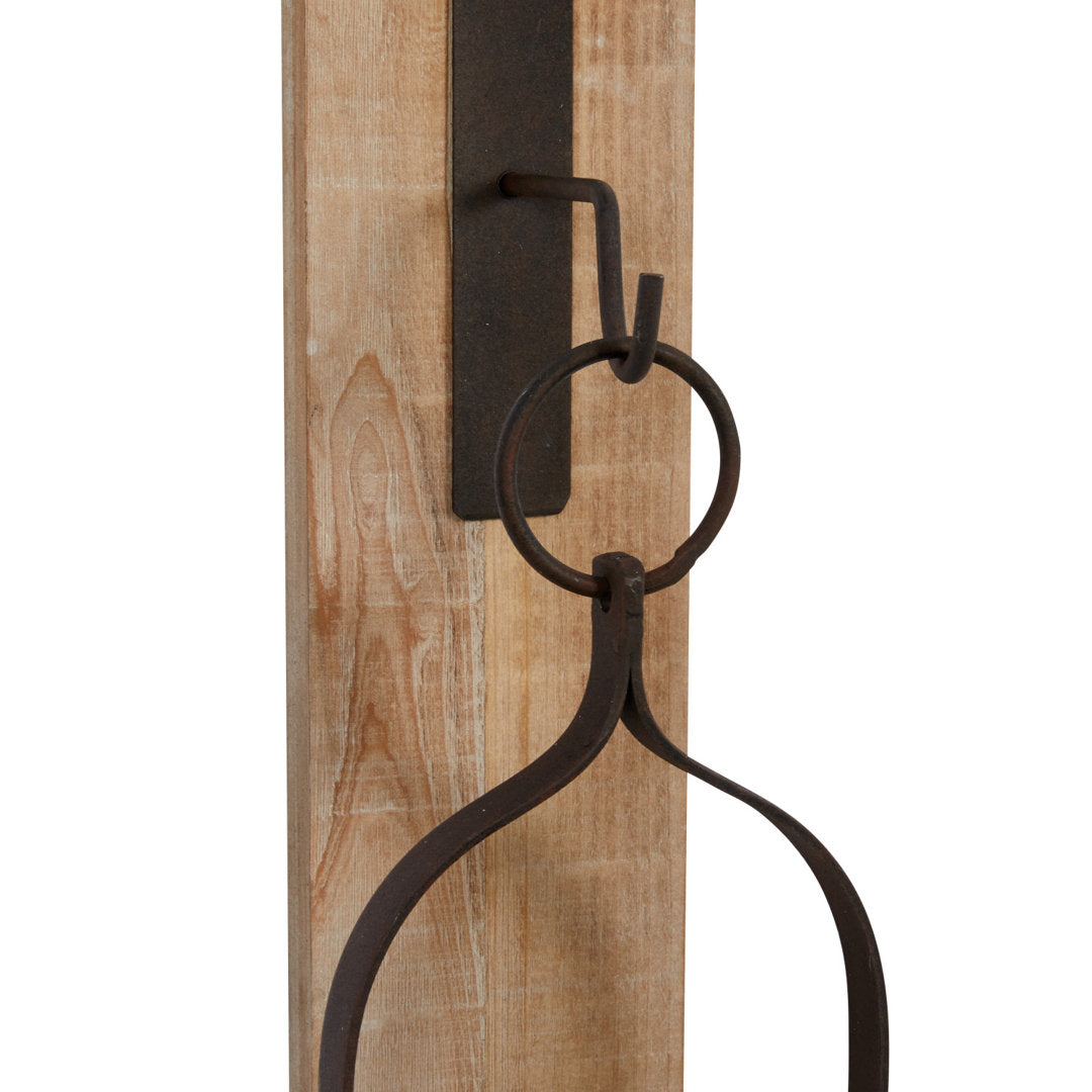 Black Wood Wall Sconce with Metal and Glass Holder 6" x 6" x 23" Gracie Oaks
