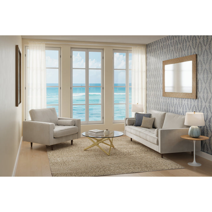 Geo Upholstered Armchair AllModern Fabric: Bella Platinum Performance Velvet