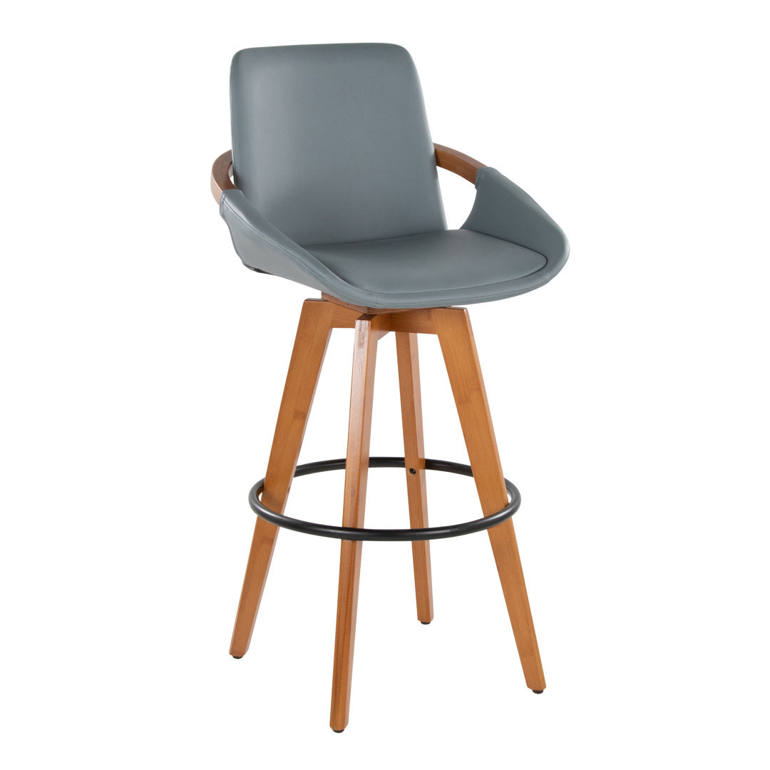 Whitacre Swivel Stool Wade Logan® Seat Height: Bar Stool (29" Seat Height), Upholstery: Gray Faux Leather