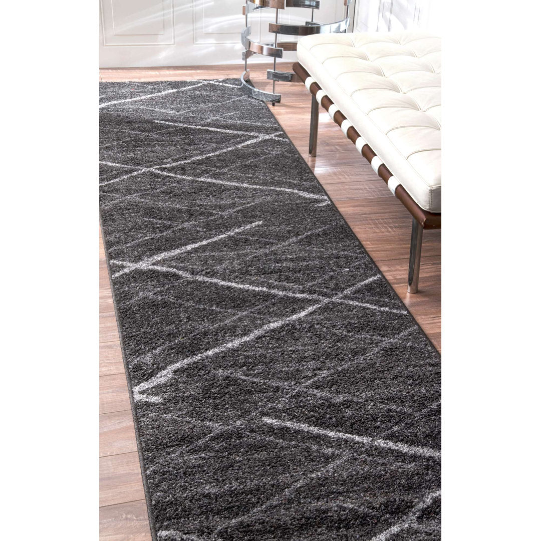 Amiia Abstract Power Loom Performance Dark Gray Rug Wrought Studio™ Rug Size: Runner 2'5" x 9'5"