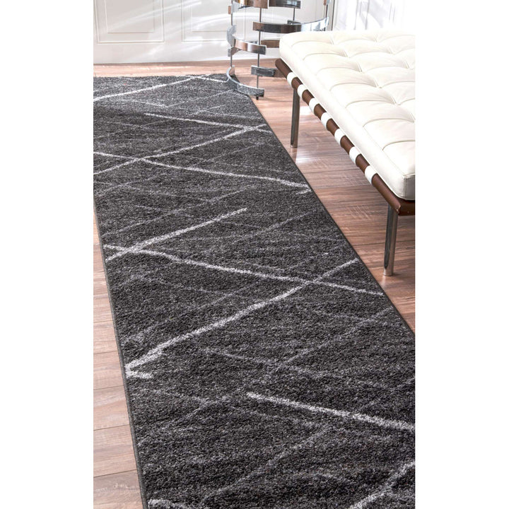 Amiia Abstract Power Loom Performance Dark Gray Rug Wrought Studio™ Rug Size: Runner 2'5" x 9'5"