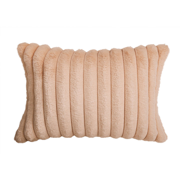 Faux Fur Lines Rectangular Pillow Cover & Insert WARISI Color: Beige