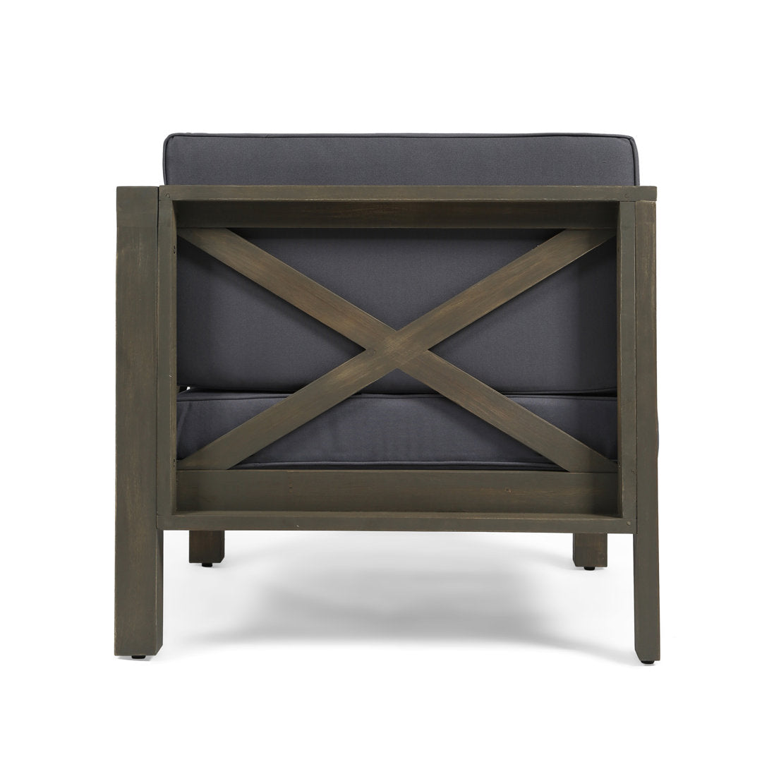 Patio Sofa with Cushions Highland Dunes Frame Color / Cushion Color: Gray Finish Frame / Dark Gray Cushion