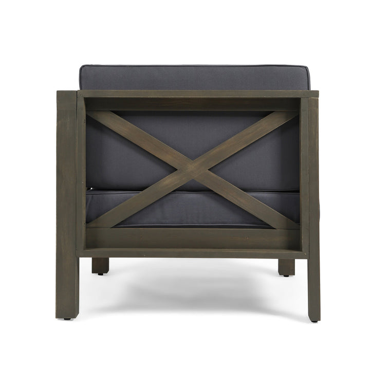 Patio Sofa with Cushions Highland Dunes Frame Color / Cushion Color: Gray Finish Frame / Dark Gray Cushion