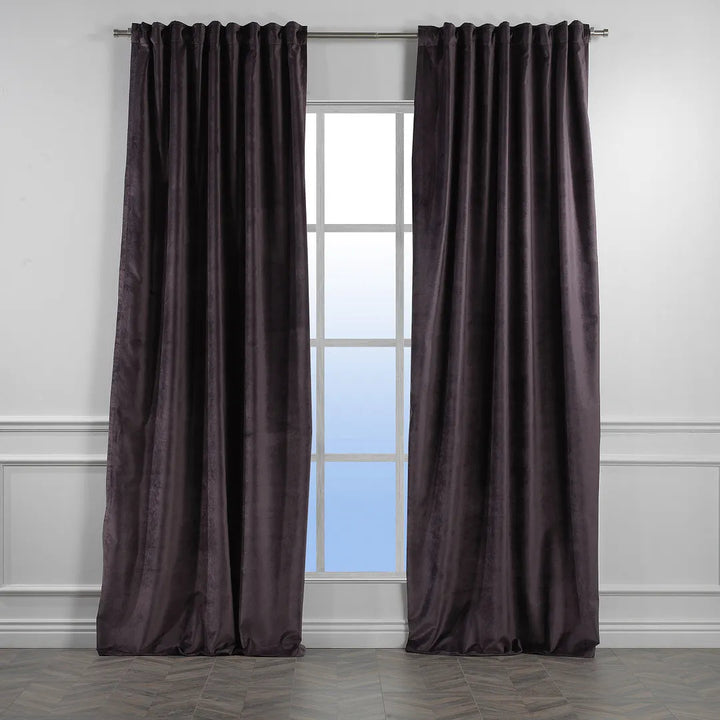 Matte Velvet Extra wide x Extra Long Custom Made Decorative Single Panel Lilijan Home & Curtain Curtain Color: 25 Dark Byzantium Size per Panel: 100" W x 300" L