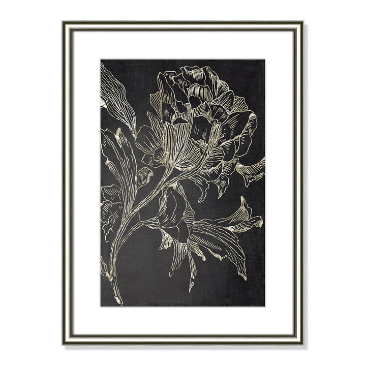 Golden Flower Folklore I by Asia Jensen - Picture Frame Graphic Art Print Joss & Main Size: 24.25" H x 18.25" W Format: Silver Framed