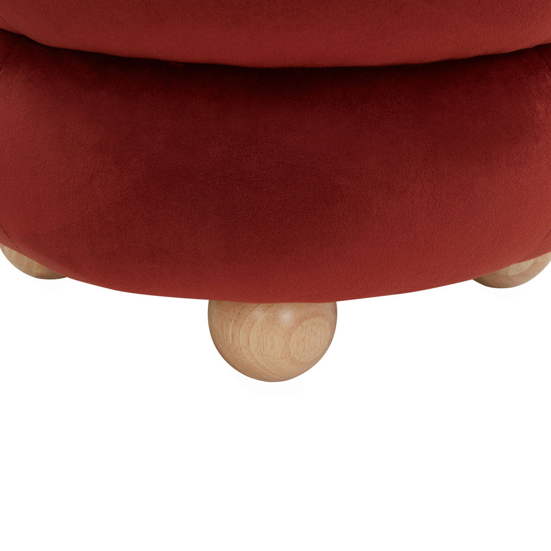 Dalisha 17.2" Wide Velvet Round Standard Ottoman Joss & Main Upholstery Color: Rust, Leg Color: Natural