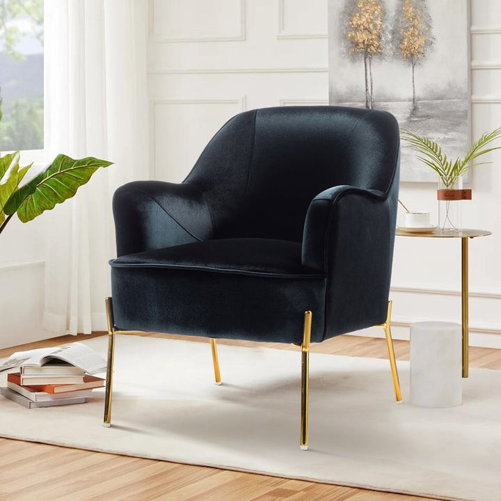 Cleo 26" Wide Contemporary Chair with Recessed Arms Etta Avenue™ Fabric: Black Velvet
