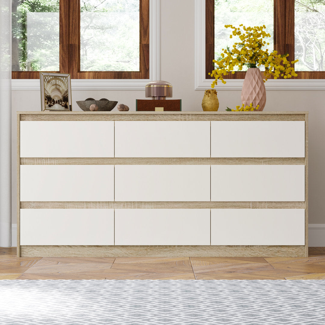 Aurica 9 Drawer 63" W Dresser Wade Logan® Color: White/Wood