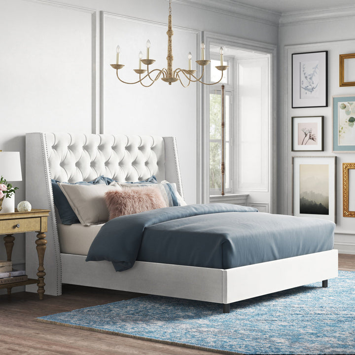 Annabel Upholstered Wingback Bed Kelly Clarkson Home Size: King Body Fabric: Classic White Velvet
