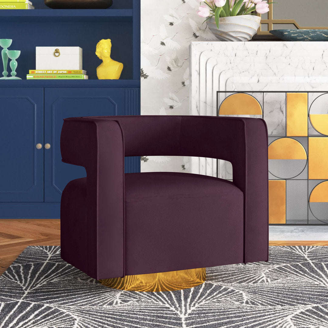 Aysha Velvet Swivel Barrel Chair Willa Arlo™ Interiors Fabric: Purple Velvet