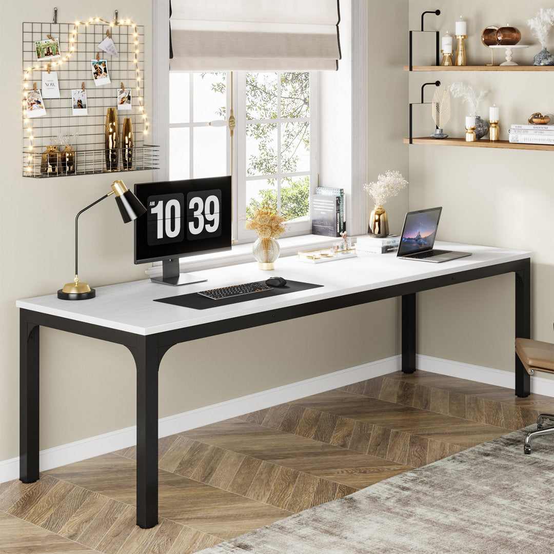Alyzia 78.8'' W Rectangle Computer Desk 17 Stories Color (Top/Frame): White/Black