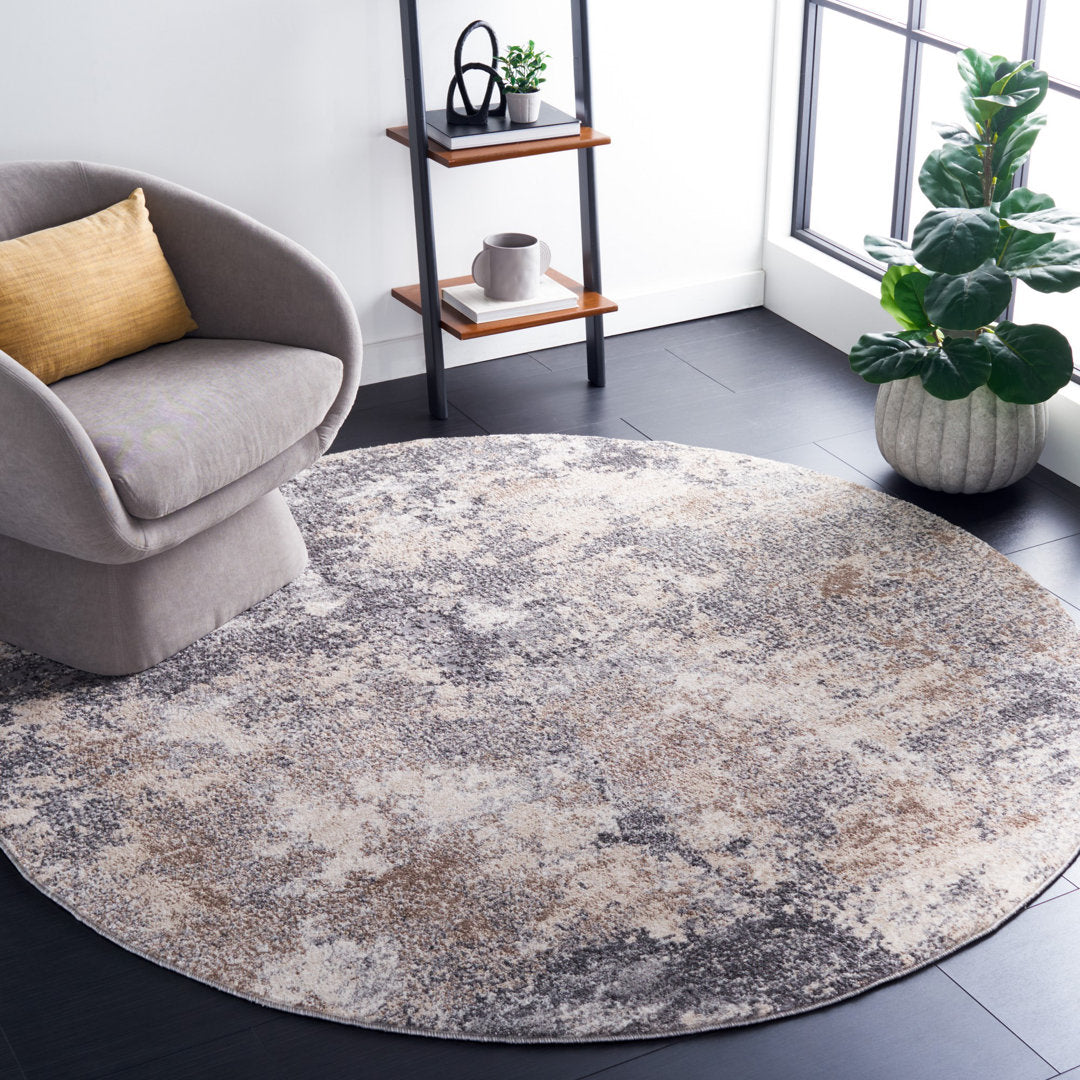 Hassell Abstract Light Gray/Gray Area Rug Trent Austin Design® Rug Size: Round 5'3"