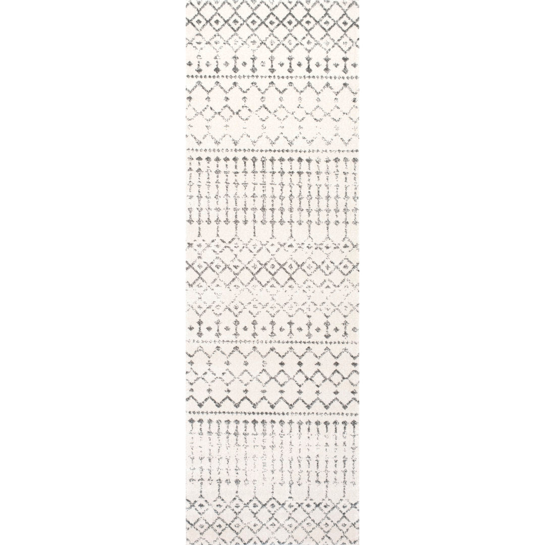 Giannini Geometric Moroccan Area Rug in Gray/ Off White Union Rustic Rug Size: Runner 2'8" x 12'