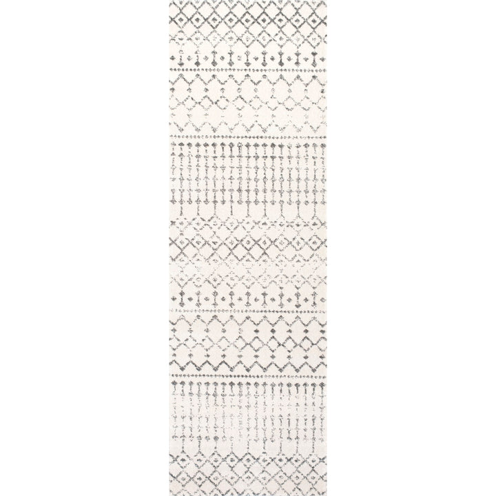 Giannini Geometric Moroccan Area Rug in Gray/ Off White Union Rustic Rug Size: Runner 2'8" x 12'