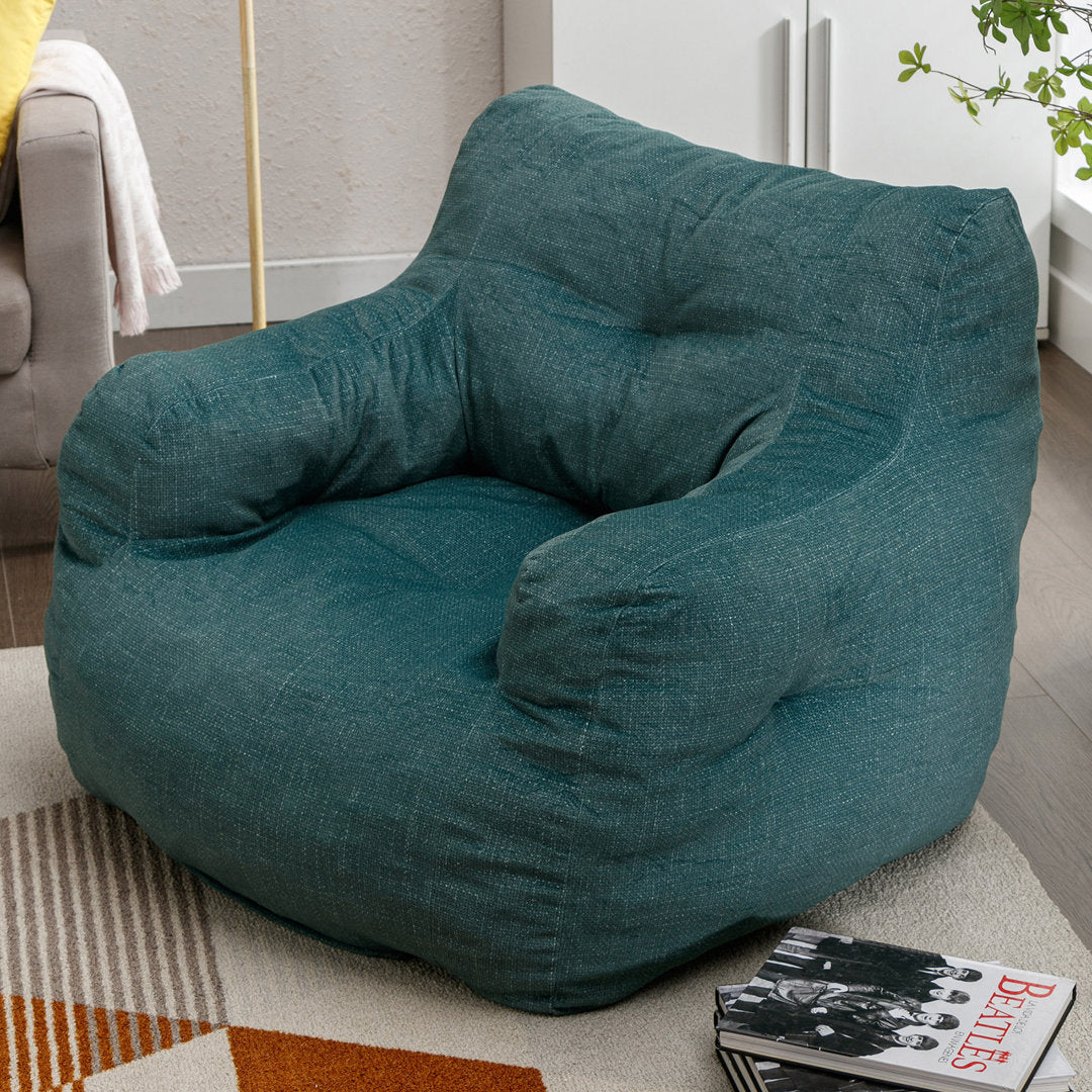 Medium Bean Bag Chair Viv + Rae™ Body Fabric: Green Linen