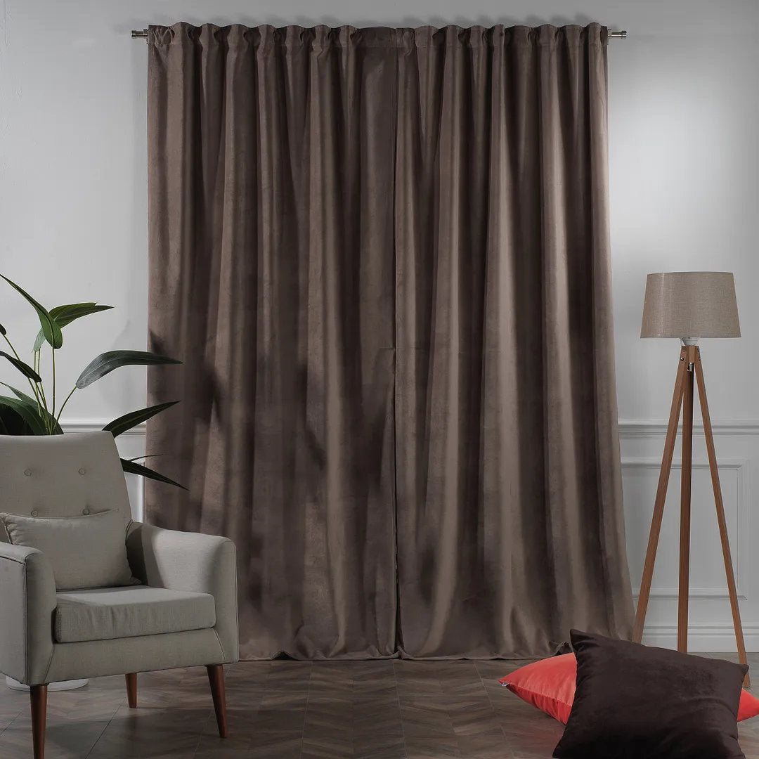 Matte Velvet Extra wide x Extra Long Custom Made Decorative Single Panel Lilijan Home & Curtain Curtain Color: 23 Brown Size per Panel: 100" W x 240" L