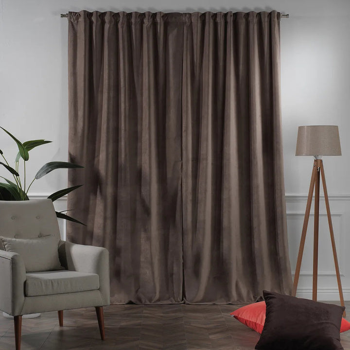 Matte Velvet Extra wide x Extra Long Custom Made Decorative Single Panel Lilijan Home & Curtain Curtain Color: 23 Brown Size per Panel: 100" W x 240" L