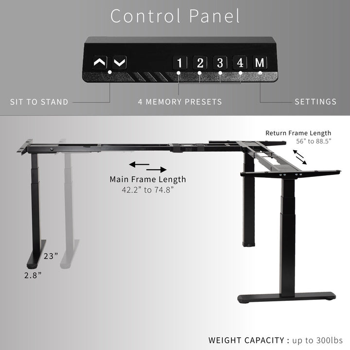 VIVO White Electric Motor Height Adjustable Corner 3 Leg Standing Desk Frame (Frame Only) Vivo