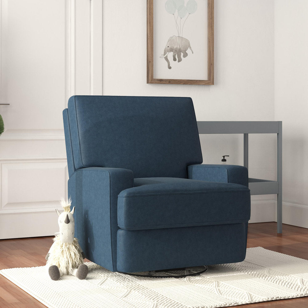 Abingdon Upholstered Swivel Reclining Glider Mack & Milo™ Upholstery Color: Navy Velvet