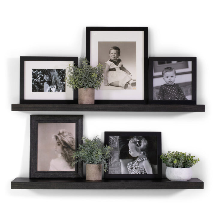 Bridgecliff 2 Piece Poplar Solid Wood Floating Shelf (Set of 2) Rosalind Wheeler Size: 1.38" H x 48" W x 6" D Finish: Midnight