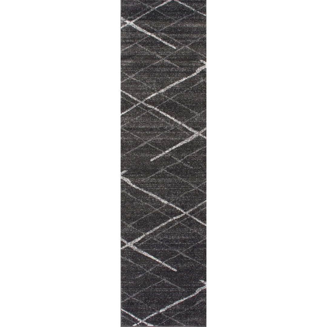 Amiia Abstract Power Loom Performance Dark Gray Rug Wrought Studio™ Rug Size: Runner 2'5" x 9'5"