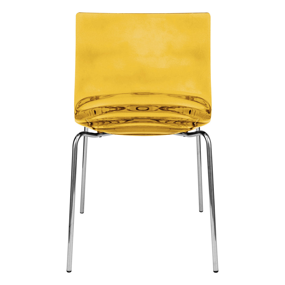 Lerner Plastic Dining Side Chair with Chrome Base Ivy Bronx Color: Transparent Orange