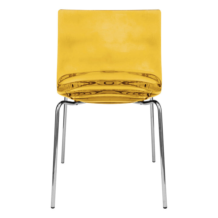 Lerner Plastic Dining Side Chair with Chrome Base Ivy Bronx Color: Transparent Orange