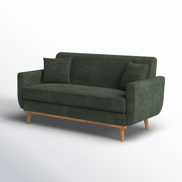 Artina 65'' Square Arm Loveseat Wade Logan® Fabric: Dark Green Corduroy