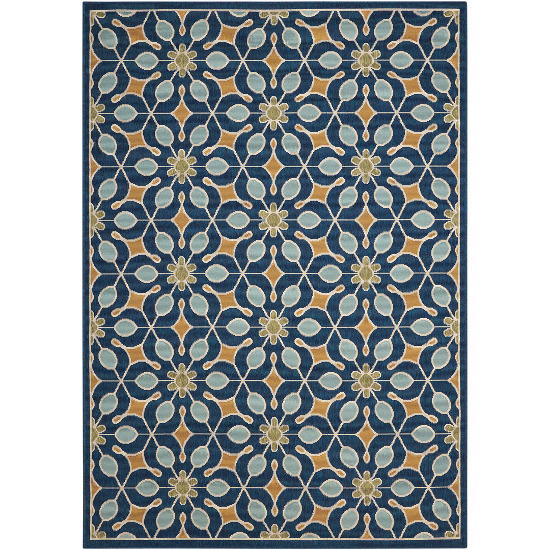 Palermo Geometric Navy/Blue/Gold Area Rug Sol 72 Outdoor™ Rug Size: Rectangle 6'7" x 9'6"